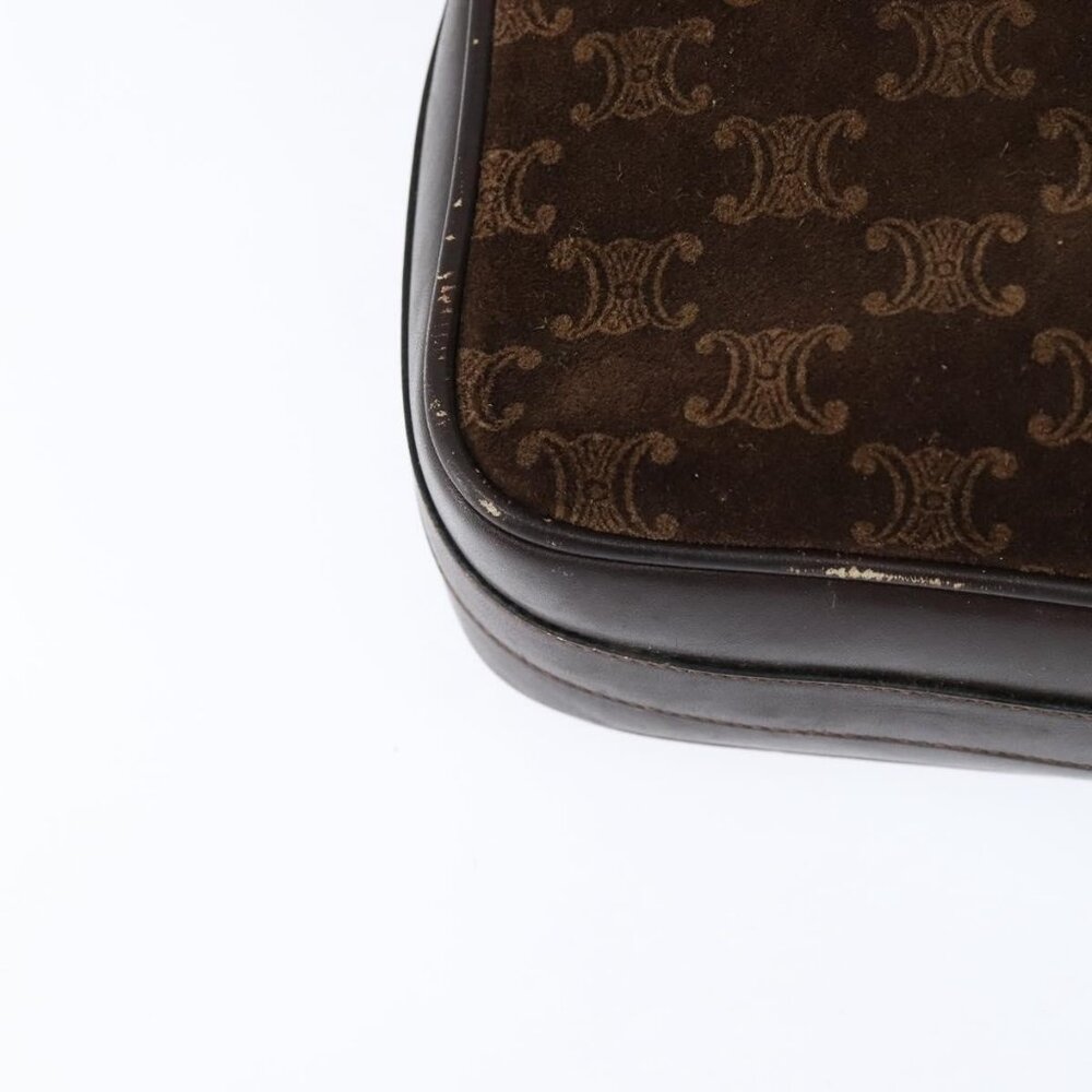 Authentic CELINE Macadam Canvas Shoulder Bag Suede Brown Gold - Picture 8 of 16